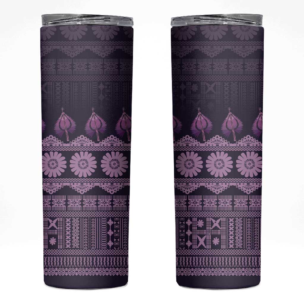 Bula Fiji Iri ni Meke Skinny Tumbler Lokaloka Fijian Masi - Polynesian Pride