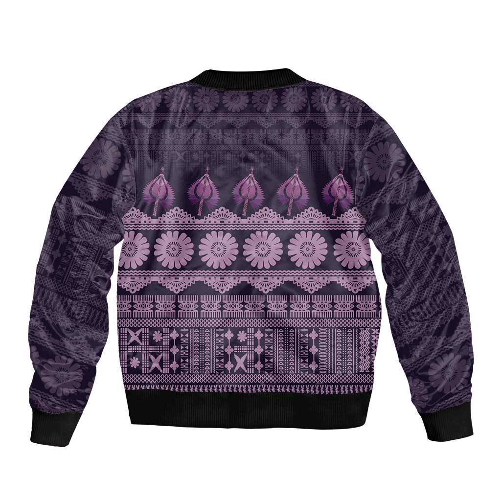 Bula Fiji Iri ni Meke Sleeve Zip Bomber Jacket Lokaloka Fijian Masi LT14 - Polynesian Pride