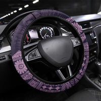 Bula Fiji Iri ni Meke Steering Wheel Cover Lokaloka Fijian Masi LT14 Universal Fit Purple - Polynesian Pride