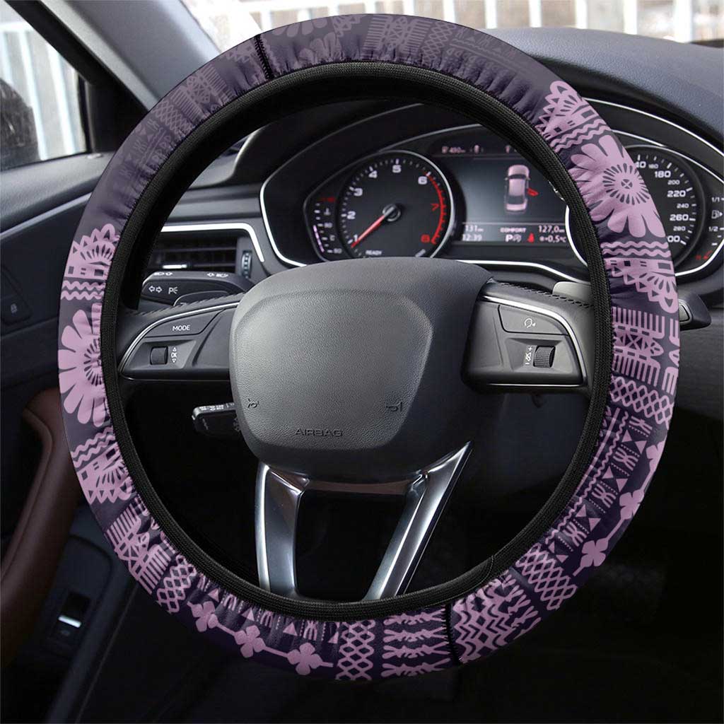 Bula Fiji Iri ni Meke Steering Wheel Cover Lokaloka Fijian Masi LT14 - Polynesian Pride