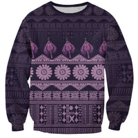 Bula Fiji Iri ni Meke Sweatshirt Lokaloka Fijian Masi LT14 Unisex Purple - Polynesian Pride