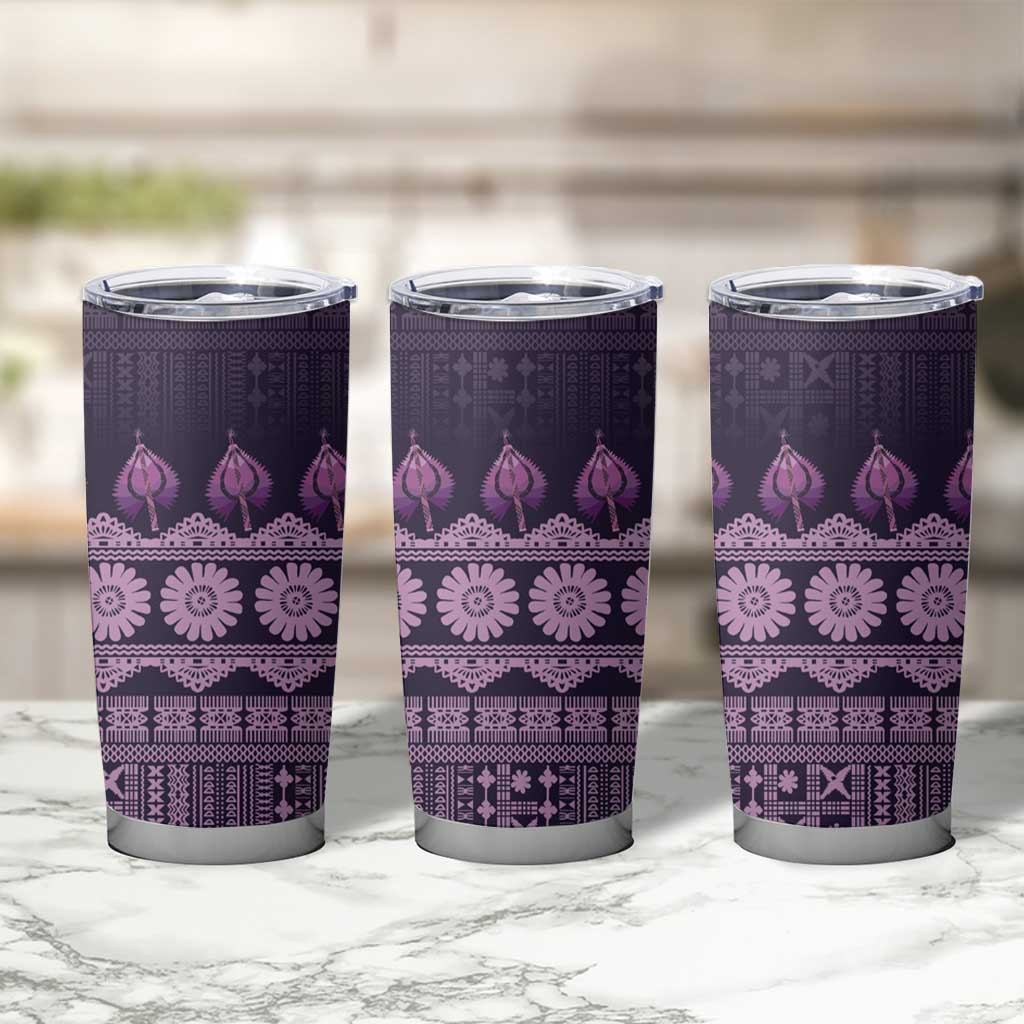 Bula Fiji Iri ni Meke Tumbler Cup Lokaloka Fijian Masi - Polynesian Pride