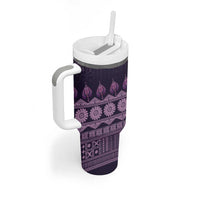 Bula Fiji Iri ni Meke Tumbler With Handle Lokaloka Fijian Masi - Polynesian Pride