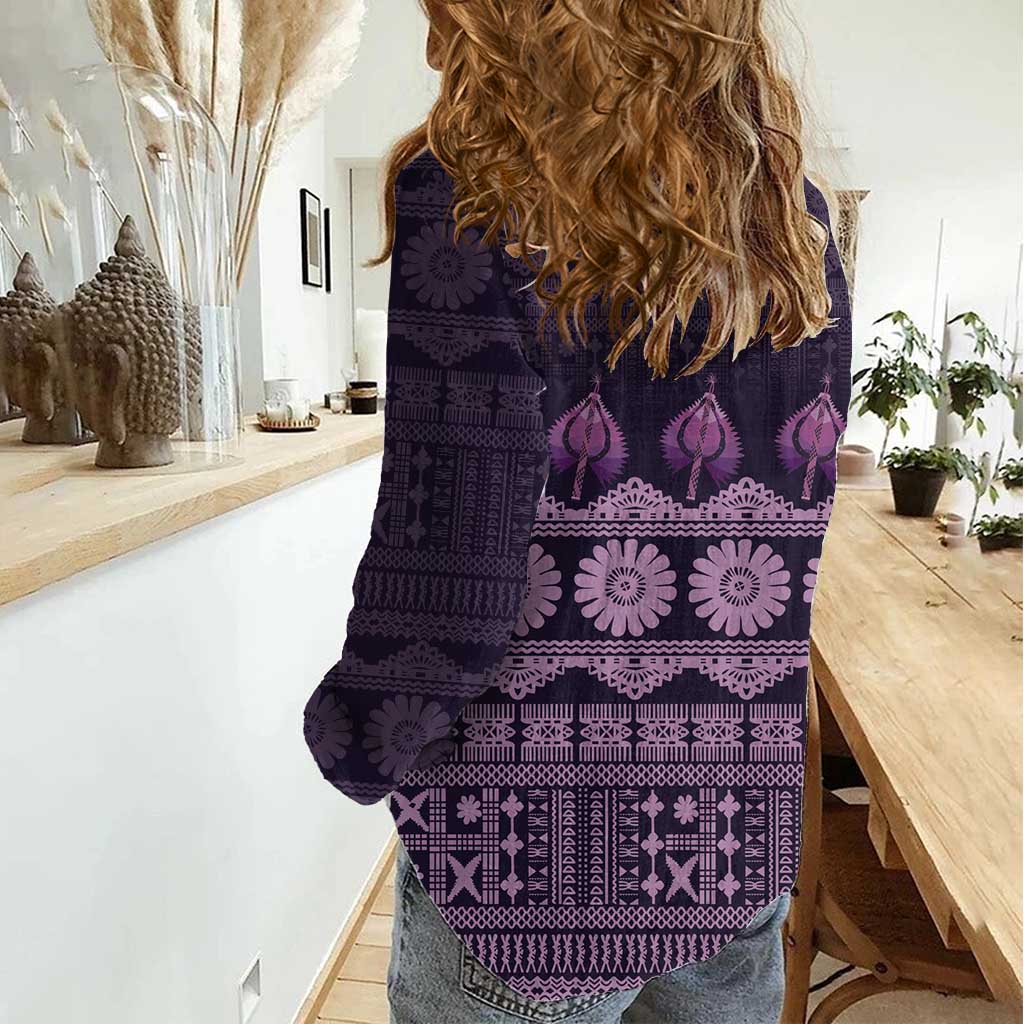 Bula Fiji Iri ni Meke Women Casual Shirt Lokaloka Fijian Masi - Polynesian Pride