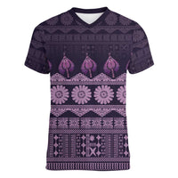 Bula Fiji Iri ni Meke Women V-Neck T-Shirt Lokaloka Fijian Masi - Polynesian Pride