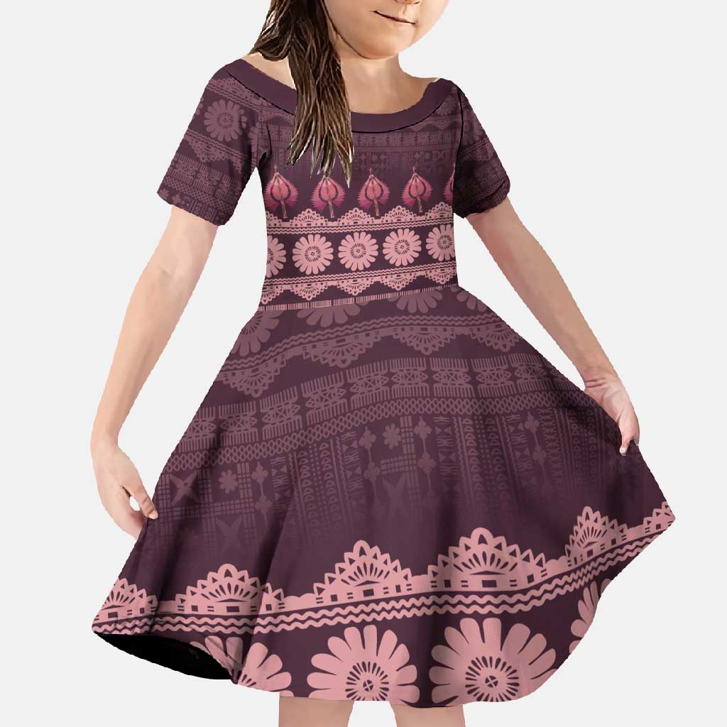 Bula Fiji Iri ni Meke Family Matching Long Sleeve Bodycon Dress and Hawaiian Shirt Piqi Fijian Masi - Polynesian Pride