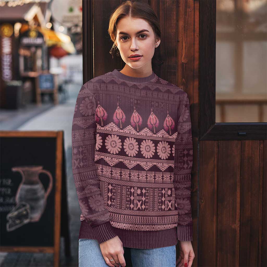 Bula Fiji Iri ni Meke Ugly Christmas Sweater Piqi Fijian Masi - Polynesian Pride