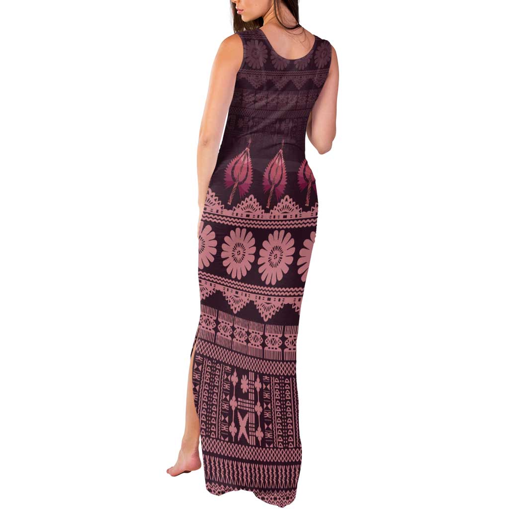 Bula Fiji Iri ni Meke Tank Maxi Dress Piqi Fijian Masi - Polynesian Pride