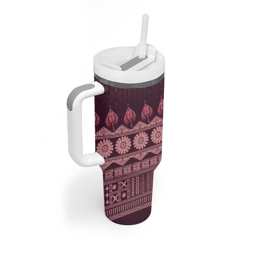 Bula Fiji Iri ni Meke Tumbler With Handle Piqi Fijian Masi - Polynesian Pride