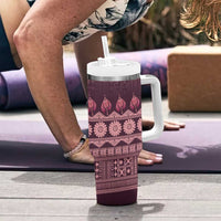 Bula Fiji Iri ni Meke Tumbler With Handle Piqi Fijian Masi - Polynesian Pride