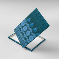 Bula Fiji Iri ni Meke Canvas Wall Art Karakarawa Fijian Masi LT14 With Frame Blue - Polynesian Pride