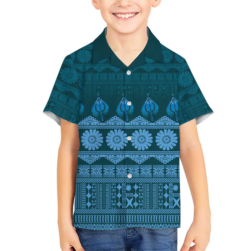 Bula Fiji Iri ni Meke Kid Hawaiian Shirt Karakarawa Fijian Masi - Polynesian Pride