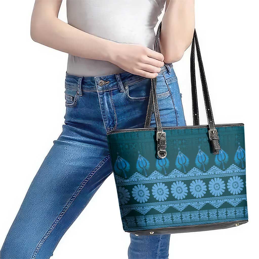 Bula Fiji Iri ni Meke Leather Tote Bag Karakarawa Fijian Masi - Polynesian Pride
