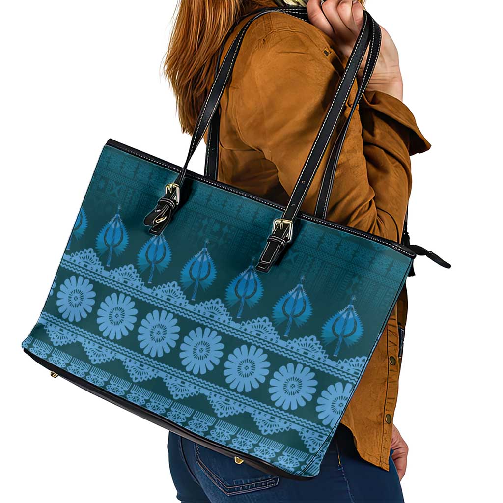 Bula Fiji Iri ni Meke Leather Tote Bag Karakarawa Fijian Masi - Polynesian Pride