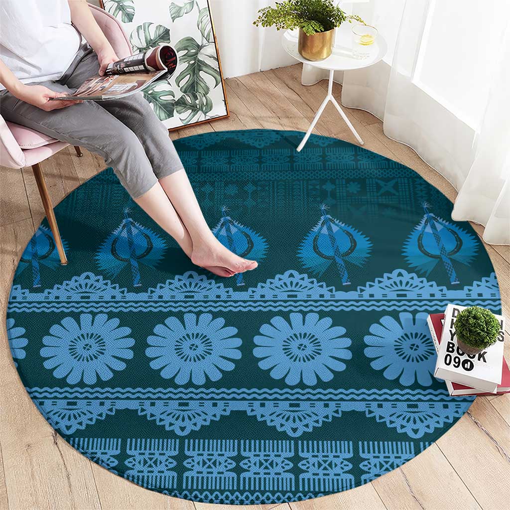 Bula Fiji Iri ni Meke Round Carpet Karakarawa Fijian Masi - Polynesian Pride