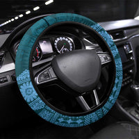 Bula Fiji Iri ni Meke Steering Wheel Cover Karakarawa Fijian Masi LT14 Universal Fit Blue - Polynesian Pride
