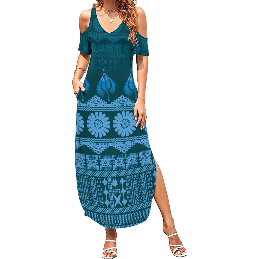 Bula Fiji Iri ni Meke Summer Maxi Dress Karakarawa Fijian Masi - Polynesian Pride