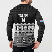 Fiji Tapa Rugby Custom Button Sweatshirt Go Fijiana - Polynesian Pride