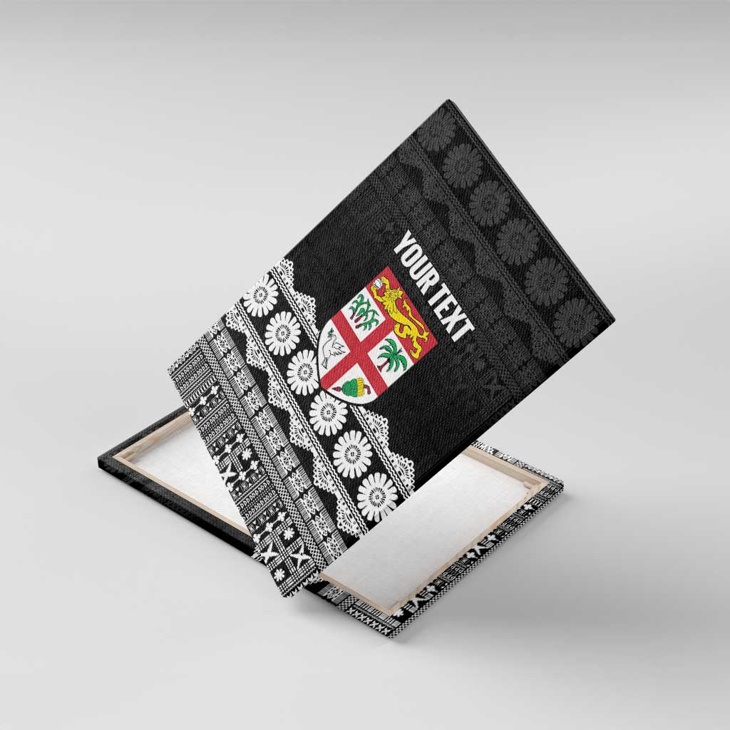 Fiji Tapa Rugby Custom Canvas Wall Art Go Fijiana LT14 With Frame Black - Polynesian Pride
