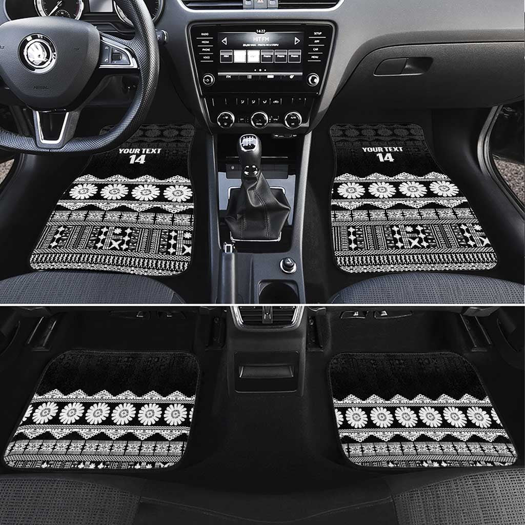 Fiji Tapa Rugby Custom Car Mats Go Fijiana LT14 Set 4pcs Black - Polynesian Pride