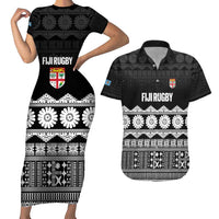 Fiji Tapa Rugby Custom Couples Matching Short Sleeve Bodycon Dress and Hawaiian Shirt Go Fijiana - Polynesian Pride