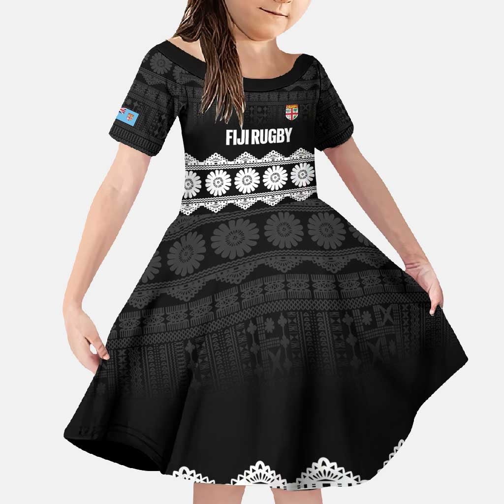 Fiji Tapa Rugby Custom Family Matching Long Sleeve Bodycon Dress and Hawaiian Shirt Go Fijiana - Polynesian Pride