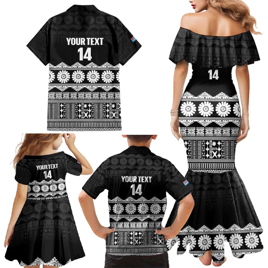 Fiji Tapa Rugby Custom Family Matching Mermaid Dress and Hawaiian Shirt Go Fijiana - Polynesian Pride