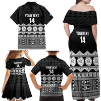 Fiji Tapa Rugby Custom Family Matching Off Shoulder Maxi Dress and Hawaiian Shirt Go Fijiana - Polynesian Pride