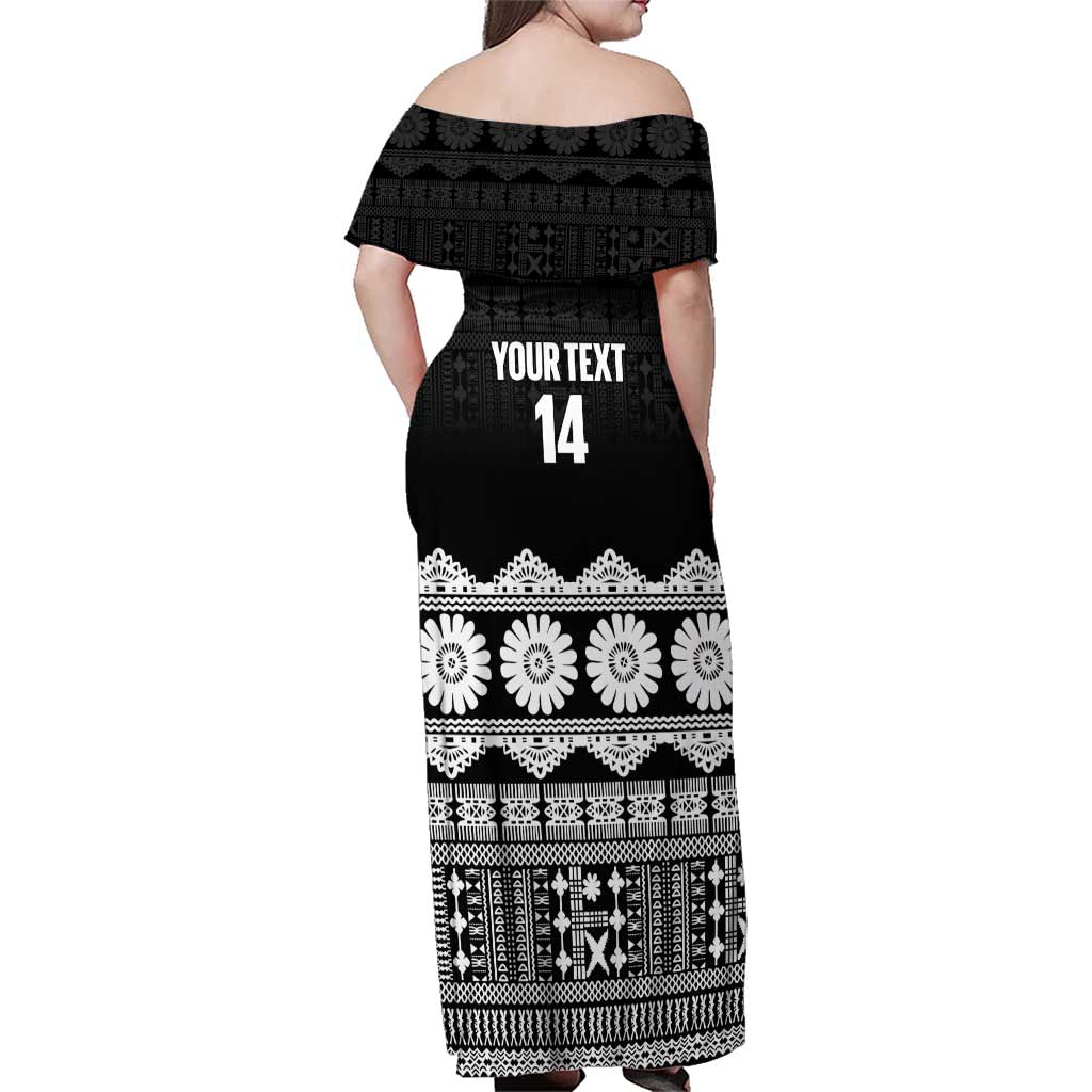 Fiji Tapa Rugby Custom Family Matching Off Shoulder Maxi Dress and Hawaiian Shirt Go Fijiana - Polynesian Pride