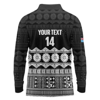 Fiji Tapa Rugby Custom Long Sleeve Polo Shirt Go Fijiana LT14 - Polynesian Pride
