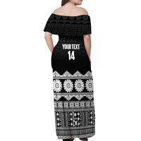 Fiji Tapa Rugby Custom Off Shoulder Maxi Dress Go Fijiana - Polynesian Pride