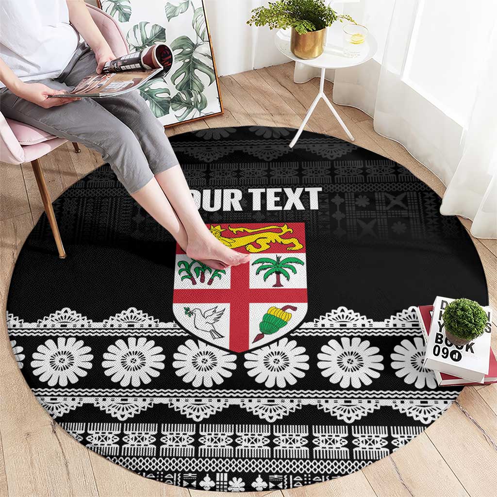 Fiji Tapa Rugby Custom Round Carpet Go Fijiana - Polynesian Pride