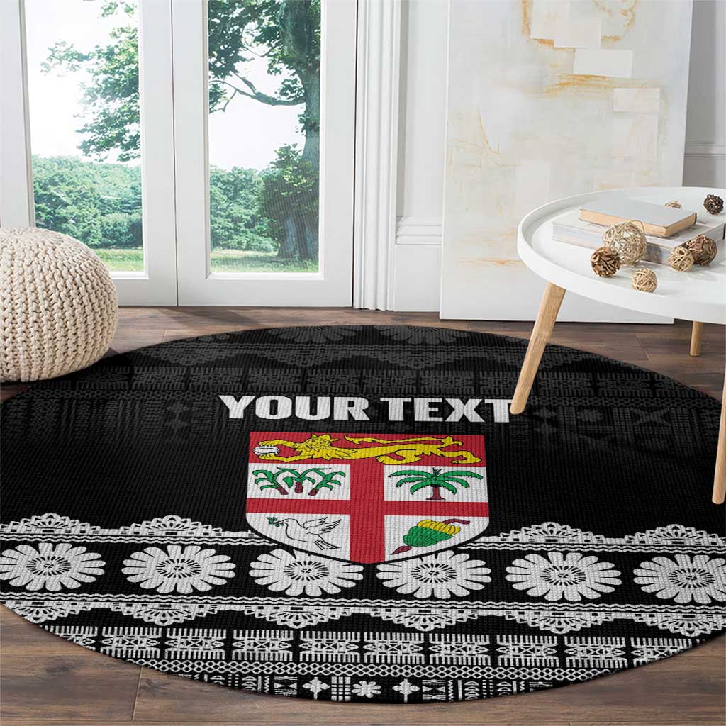 Fiji Tapa Rugby Custom Round Carpet Go Fijiana - Polynesian Pride