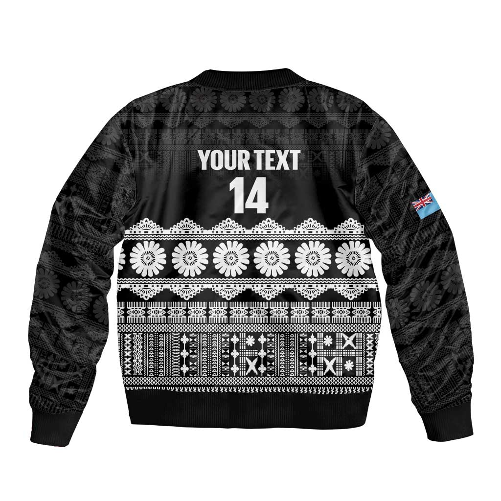 Fiji Tapa Rugby Custom Sleeve Zip Bomber Jacket Go Fijiana LT14 - Polynesian Pride