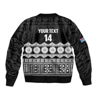 Fiji Tapa Rugby Custom Sleeve Zip Bomber Jacket Go Fijiana LT14 - Polynesian Pride