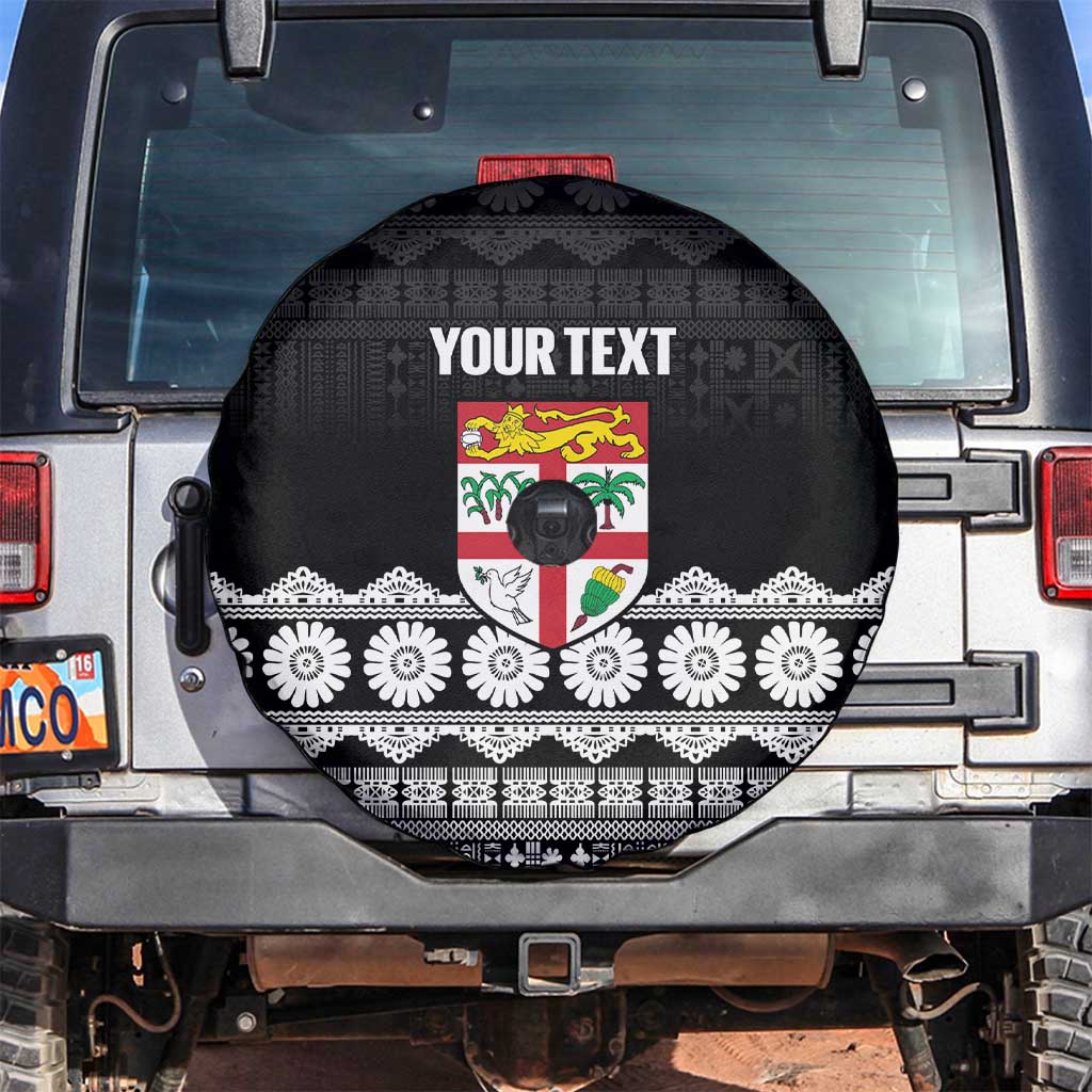 Fiji Tapa Rugby Custom Spare Tire Cover Go Fijiana LT14 Black - Polynesian Pride