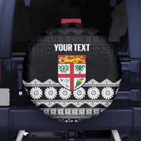 Fiji Tapa Rugby Custom Spare Tire Cover Go Fijiana LT14 No hole Black - Polynesian Pride