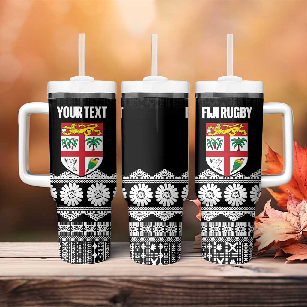 Fiji Tapa Rugby Custom Tumbler With Handle Go Fijiana LT14 - Polynesian Pride