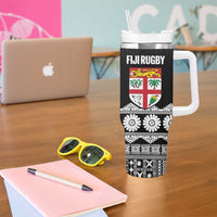 Fiji Tapa Rugby Custom Tumbler With Handle Go Fijiana LT14 - Polynesian Pride