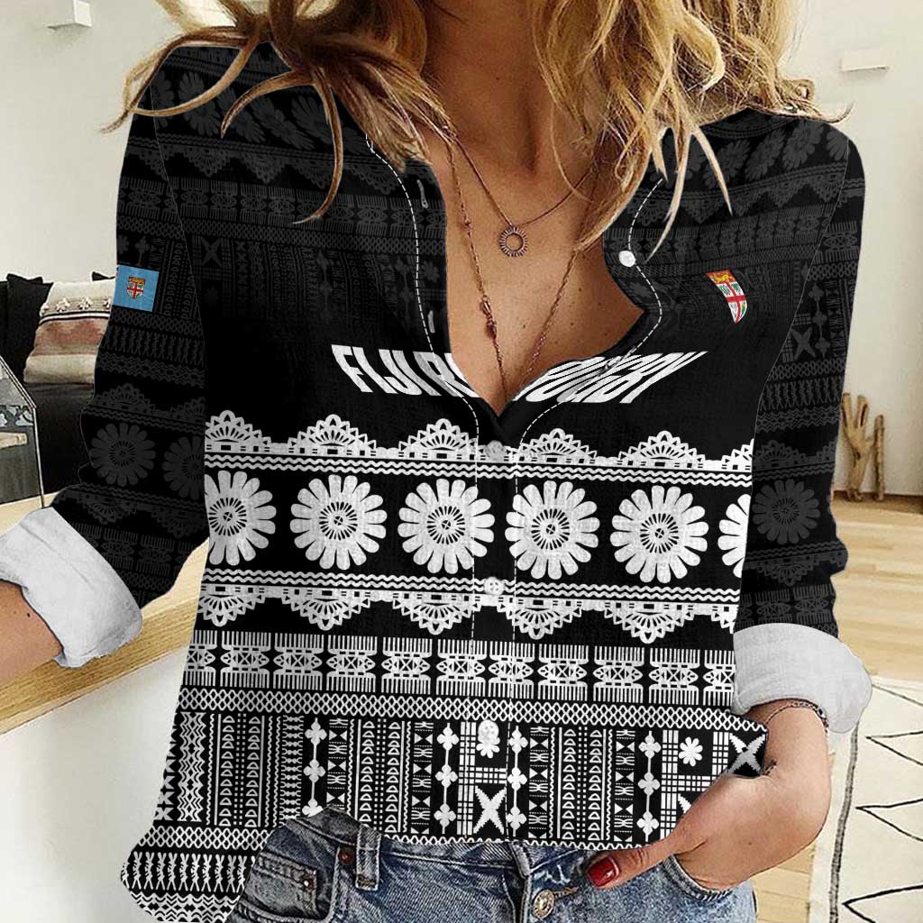 Fiji Tapa Rugby Custom Women Casual Shirt Go Fijiana - Polynesian Pride