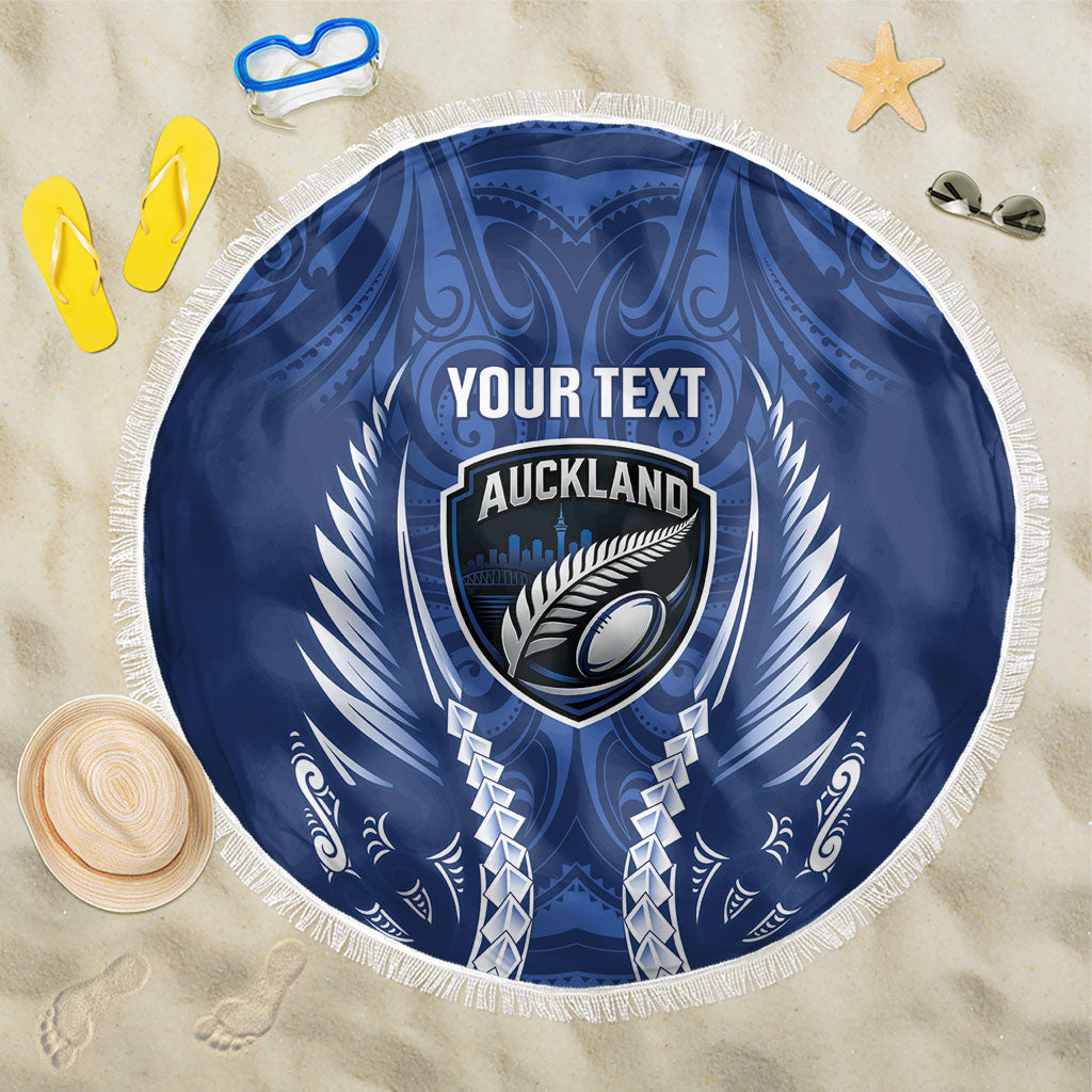 Auckland 2026 Rugby Custom Beach Blanket NZ Maori Silver Fern