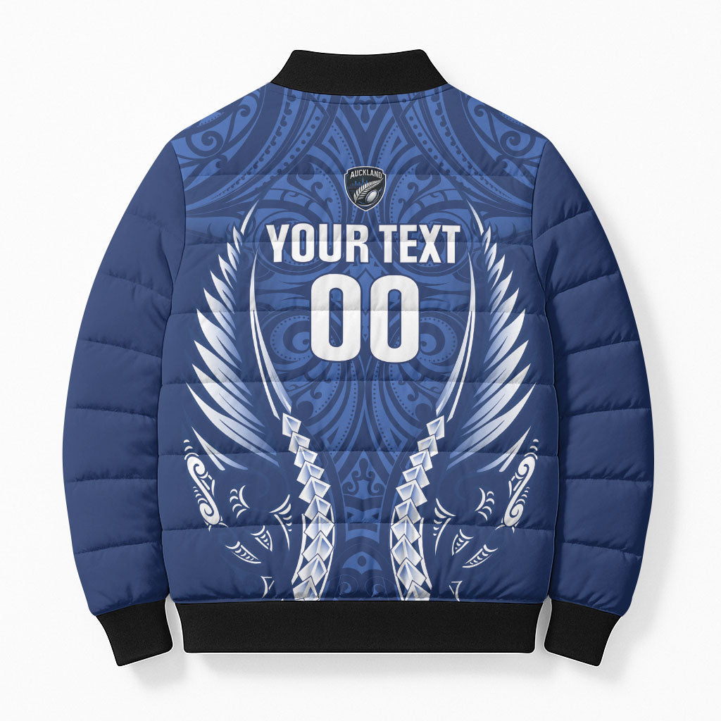 Auckland 2026 Rugby Custom Bomber Puffer Jacket NZ Maori Silver Fern