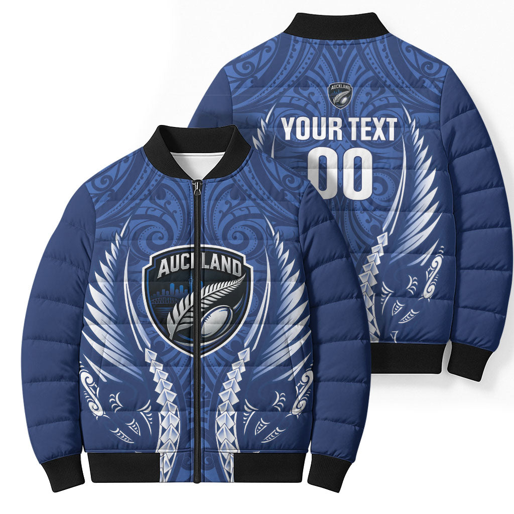 Auckland 2026 Rugby Custom Bomber Puffer Jacket NZ Maori Silver Fern