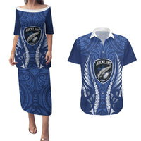Auckland 2026 Rugby Custom Couples Matching Puletasi and Hawaiian Shirt NZ Maori Silver Fern