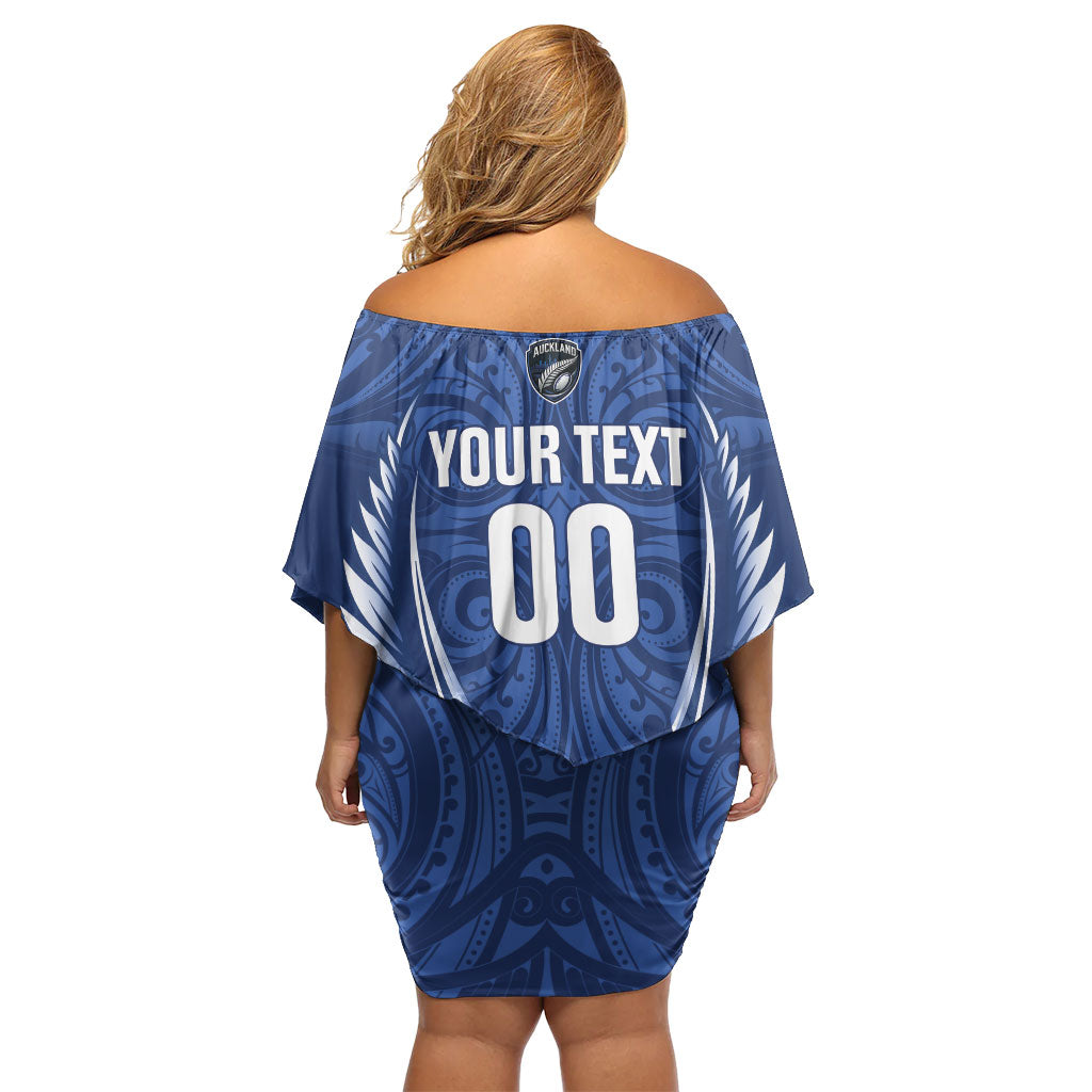 Auckland 2026 Rugby Custom Family Matching Off Shoulder Short Dress and Hawaiian Shirt NZ Maori Silver Fern