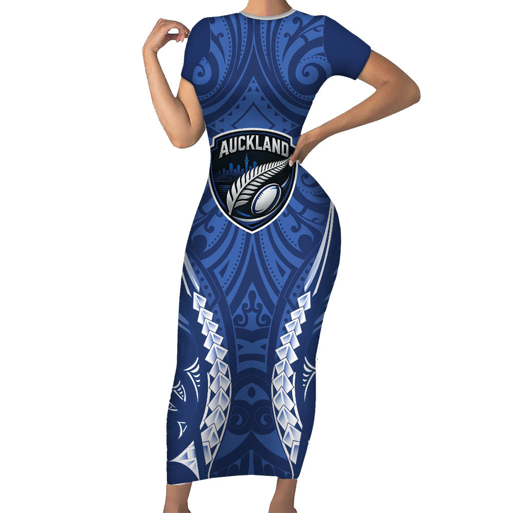 Auckland 2026 Rugby Custom Family Matching Short Sleeve Bodycon Dress and Hawaiian Shirt NZ Maori Silver Fern