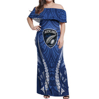 Auckland 2026 Rugby Custom Off Shoulder Maxi Dress NZ Maori Silver Fern
