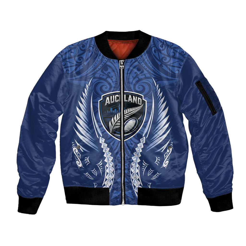 Auckland 2026 Rugby Custom Sleeve Zip Bomber Jacket NZ Maori Silver Fern