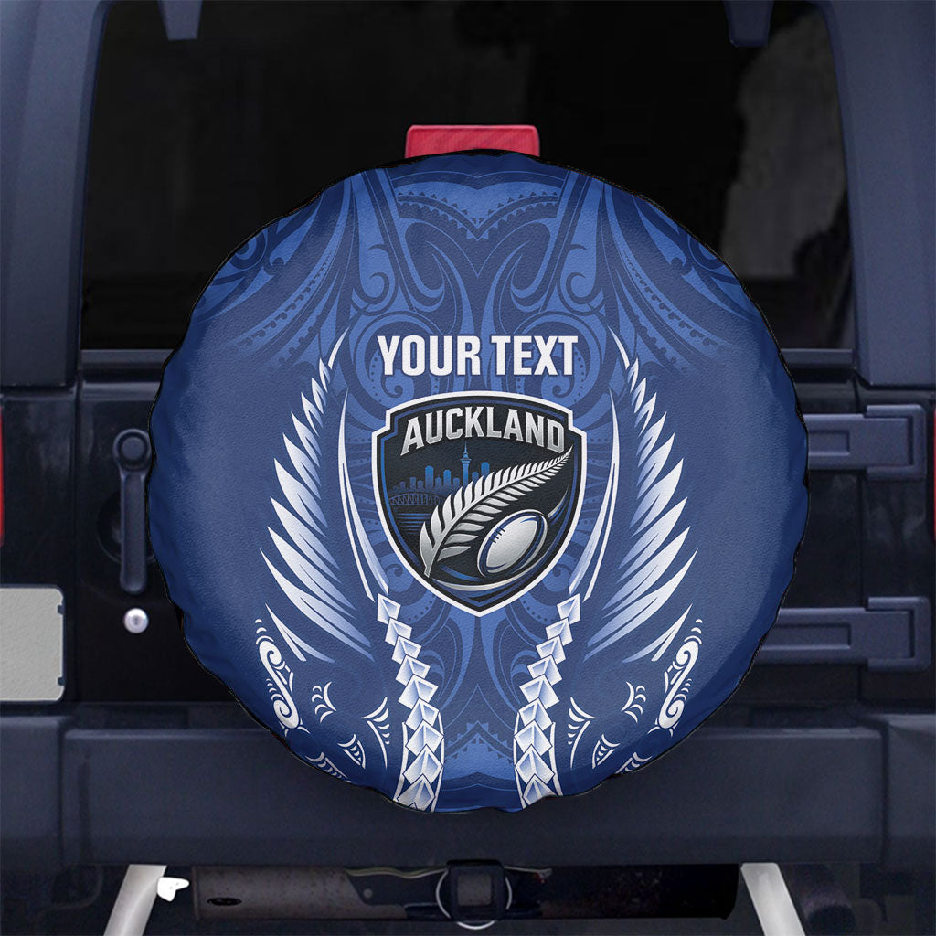 Auckland 2026 Rugby Custom Spare Tire Cover NZ Maori Silver Fern LT14 No hole Blue - Polynesian Pride
