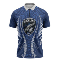 Auckland 2026 Rugby Custom Zipper Polo Shirt NZ Maori Silver Fern